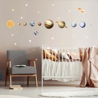 Sonnensystem Planeten Aquarell Wandtattoo - Plastikfreie Wandsticker Fürs Kinderzimmer von MadeofSundays