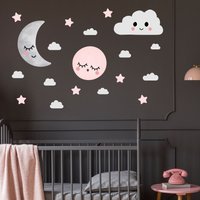 Träumer Mond, Sterne Und Wolken, Plastikfreie Wandsticker Für's Kinderzimmer von MadeofSundays