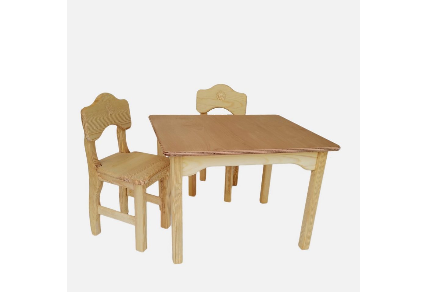 Madera Spielzeuge Kindersitzgruppe Kindertisch 75 und 2 Stühlen, (3-tlg), hochwertiger Handarbeit in Deutschland gefertigt. von Madera Spielzeuge