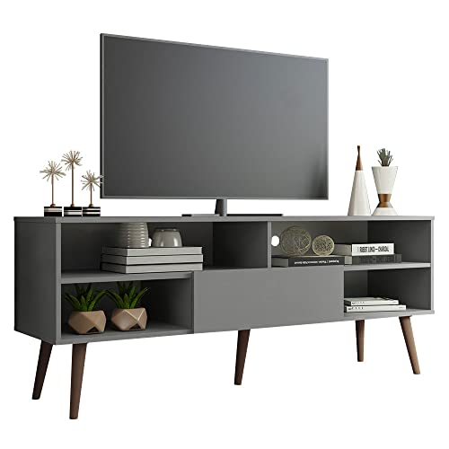 Madesa Modern TV Schrank mit 1 Schublade, 4 Regale für TVs bis zu 65 Zoll, 150 x 40 x 60 cm, Holz - Grau von Madesa
