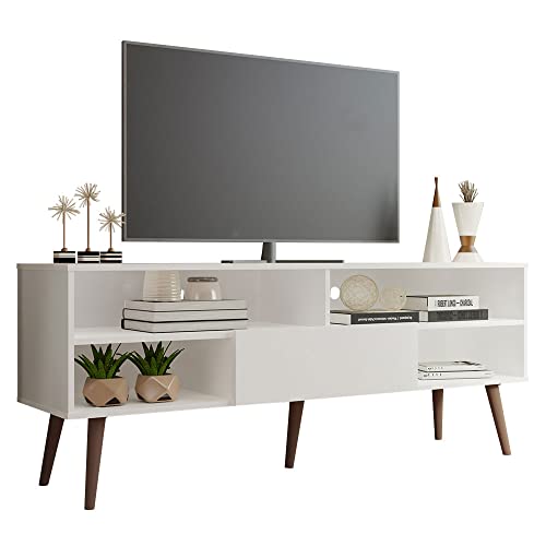 Madesa Modern TV Schrank mit 1 Schublade, 4 Regale für TVs bis zu 65 Zoll, 150 x 40 x 60 cm, Holz - Weiß von Madesa