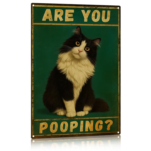 Lustige schwarze Katze Metall Wandkunst Are You Pooping Vintage Badezimmer Dekor Poster Retro Gothic Home Decor für Badezimmer, Wohnung, Haus, 20,3 x 30,5 cm Lustige schwarze Katze Metall Wandkunst Are You Pooping Vintage Badezimmer Dekor Poster Retro Gothic Home Decor für Badezimmer, Wohnung, Haus, 20,3 x 30,5 cm von Madewell Living