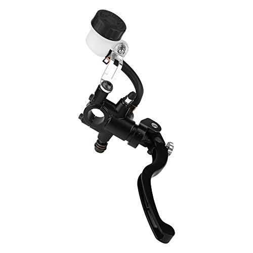 Madezz Motorrad Hauptbremszylinder 22mm 7/8 zoll Universal Runde Hydraulische Lenker Bremszylinder Hauptkupplungshebel Motorrad Kupplung Bremshebelsets Hydraulischer Bremshebel(Pumpe oben rechts) von Madezz