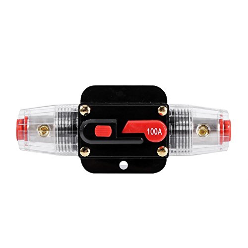Schutzschalter Leistungsschalter Rücksetzsicherungshalter 50Amp -100Amp 12-24V Radio Wasserdicht Automatische Sicherung Schalter Reset für Auto Marine Boot Boots Boat Bike Stromschutz(100A) von Madezz