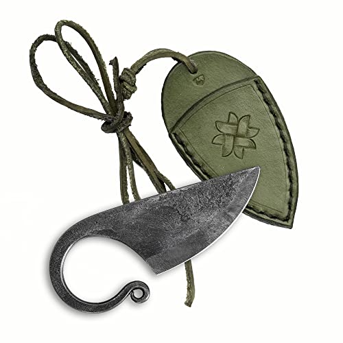 Madhammers Keltisches Taschenmesser Handgeschmiedetes Federstahl Messer im keltischen Stil - mit Echtledertasche von Madhammers