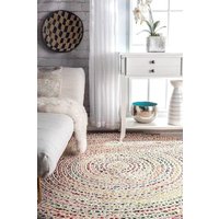 Boho Bunte Teppiche Hand Geflochtene Runde Multi Farbe Wohnkultur Teppich Bodenteppich Raumdekor Neues Design von MadhavRugsExport