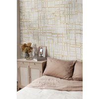 Braune Retro Peel & Stick Tapete, Abnehmbare Vinyltapete, Selbstklebende Vintage-Schlafzimmer-Tapete, Art-Deco-Stick-Tapete von MadiArts
