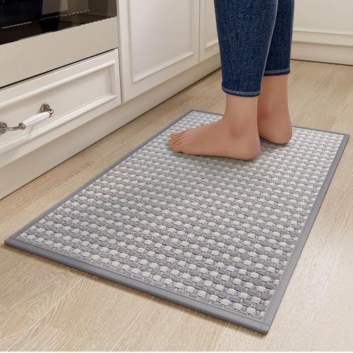 Madigo Teppich Küche Küchenläufer Waschbar rutschfest 43x70cm, Gewebte Küchenteppich mit Gummi, Teppichläufer Teppich Flur Läufer Küchenmatte für Küchen Eingang Waschküche (Grau, 43 * 70cm) von Madigo