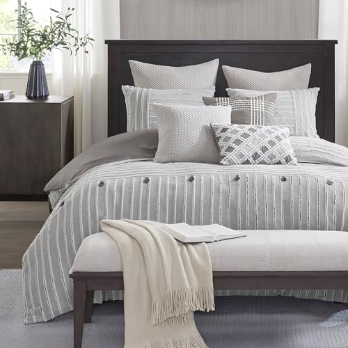 MADISON PARK SIGNATURE Bettwäsche-Set für King-Size-Betten, Abnehmbarer Bettbezug aus 100% Baumwolle, King-Size-Größe mit Einsatz, Bauernhaus-Bettwäsche, strukturierter gestreifter Jacquard-Akzent, MADISON PARK SIGNATURE Bettwäsche-Set für King-Size-Betten, Abnehmbarer Bettbezug aus 100% Baumwolle, King-Size-Größe mit Einsatz, Bauernhaus-Bettwäsche, strukturierter gestreifter Jacquard-Akzent, von Madison Park