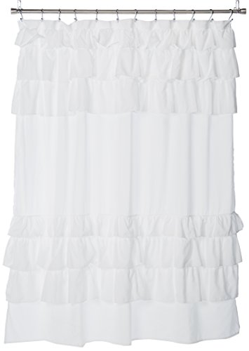 Madison Park Grace weißer Duschvorhang, solide Cottage Top Duschvorhänge für Badezimmer, 183 x 183 cm, Weiß von Madison Park