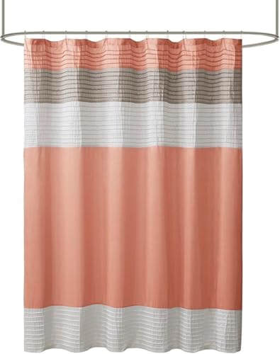 Madison Park Amherst Badezimmer-Duschvorhang, Kunstseide, gestreift, modern, Mikrofaser, 183 x 183 cm, Koralle Madison Park Amherst Badezimmer-Duschvorhang, Kunstseide, gestreift, modern, Mikrofaser, 183 x 183 cm, Koralle von Madison Park