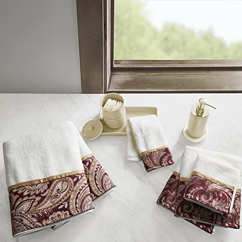 Madison Park Aubrey 100% Cotton Luxurious Bath Towel Set Highly Absorbent, Quick Dry, Jacquard Paisley Design, Hotel & Spa Quality for Bathroom Decor, Multi-Sizes, Burgundy 6 Count von Madison Park
