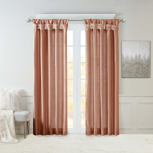 Madison Park Emilia Kunstseide Einzelvorhang mit Sichtschutz Futter, DIY Twist Top Fenster Drape für Wohnzimmer, Schlafzimmer und Wohnheim, 50x95, Gewürzrot von Madison Park