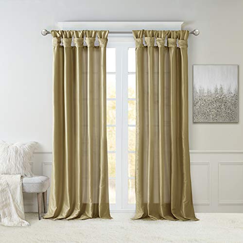 Madison Park Emilia Kunstseide Einzelvorhang mit Sichtschutz Futter, DIY Twist Top Fenster Vorhang für Wohnzimmer, Schlafzimmer und Wohnheim, 50x120, Bronze Braun von Madison Park