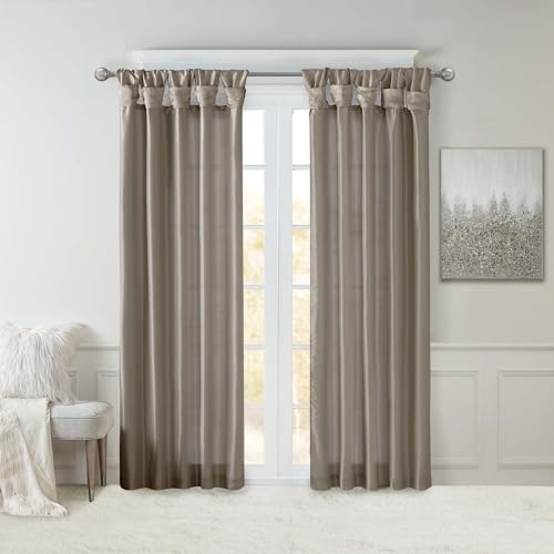 Madison Park Emilia Kunstseide Einzelvorhang mit Sichtschutz Futter, DIY Twist Top Fenster Drapierung für Wohnzimmer, Schlafzimmer und Wohnheim, 50x95, Zinnbraun von Madison Park