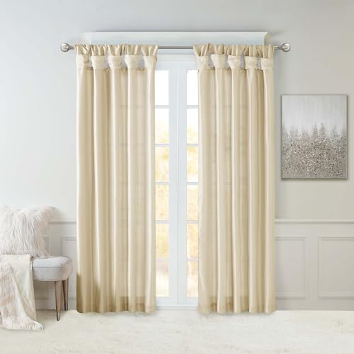 Madison Park Emilia Vorhang aus Kunstseide mit Sichtschutzfutter, DIY Twist Tab Top, Fenstervorhang für Wohnzimmer, Schlafzimmer und Wohnheim, 50 x 95, Champagner von Madison Park