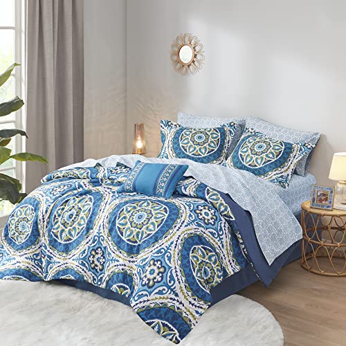 Madison Park Essentials MPE10-056 Serenity Komplettset mit Bettlaken, Blau, Volle Größe von Madison Park