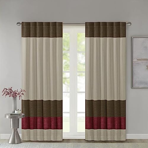 Madison Park Fenstervorhang „Tradewinds Polyoni Pintuck, Rot, 127 x 213,4 cm von Madison Park