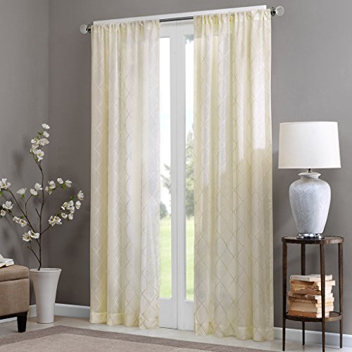 Madison Park Irina Sheer Curtain Embroidered Kitchen Transitional Fabric Sheers Single Curtain for Living Room Light Privacy Curtain Diffusing Sunlight, 127.0 cm x 213.4 cm, Ivory von Madison Park