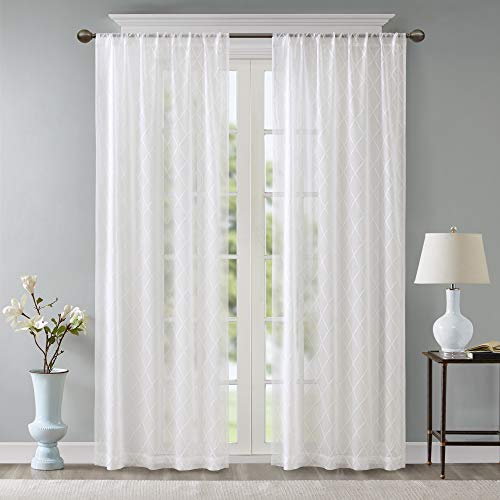 Madison Park Irina Sheer Curtain Embroidered Kitchen Transitional Fabric Sheers Single Curtain for Living Room Light Privacy Curtain Diffusing Sunlight, 127.0 cm x 213.4 cm, White Madison Park Irina Sheer Curtain Embroidered Kitchen Transitional Fabric Sheers Single Curtain for Living Room Light Privacy Curtain Diffusing Sunlight, 127.0 cm x 213.4 cm, White von Madison Park