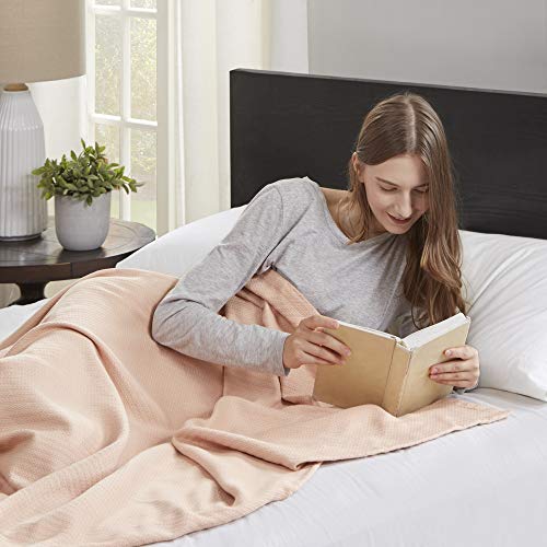 Madison Park Flüssige Luxuriöse Decke aus 100% ringgesponnener Baumwolle für Bett, Couch oder Sofa, Blush, Full/Queen von Madison Park