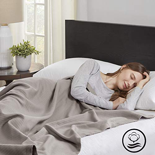 Madison Park Luxus-Decke aus flüssiger Baumwolle, hochwertig, weich, gemütlich, 100% ringgesponnene Baumwolle für Bett, Couch oder Sofa Twin grau von Madison Park