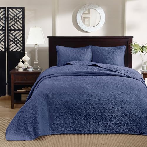 Madison Park Quebec wendbares Damast-Design, doppelseitige Steppung, für alle Jahreszeiten, leichte Tagesdecke, Bettwäsche-Set, passende Kissenbezüge, für Doppelbett, 205,7 x 279,4 cm, Marineblau Madison Park Quebec wendbares Damast-Design, doppelseitige Steppung, für alle Jahreszeiten, leichte Tagesdecke, Bettwäsche-Set, passende Kissenbezüge, für Doppelbett, 205,7 x 279,4 cm, Marineblau von Madison Park