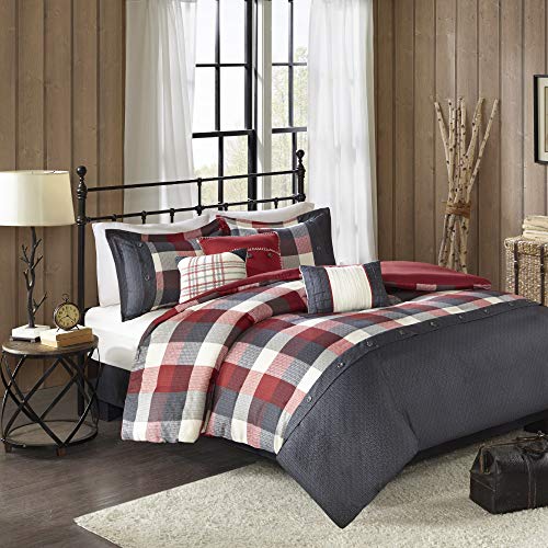 Madison Park Ridge Queen-Size-Bett in Einer Tasche – Rot kariert – 7-teiliges Bettwäscheset – Ultra weiche Mikrofaser Schlafzimmerdecke, MP10-4669 Madison Park Ridge Queen-Size-Bett in Einer Tasche – Rot kariert – 7-teiliges Bettwäscheset – Ultra weiche Mikrofaser Schlafzimmerdecke, MP10-4669 von Madison Park