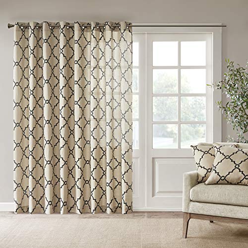 Madison Park Saratoga Einzel-Fenstervorhang, Lichtfilterung, Laubarbeit-Druck, 1 Panel-Ösen-Vorhang für Wohnzimmer, Schlafzimmer und Wohnheim, 100 x 84, Khaki von Madison Park