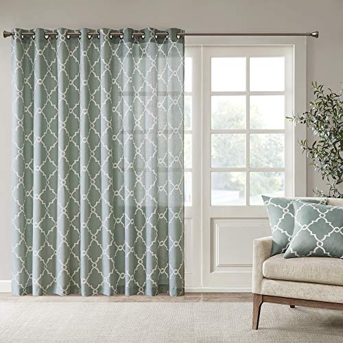 Madison Park Saratoga Laubsägedruck Ösenvorhang für Fenster Wohnzimmer Schlafzimmer Fensterplatte 100x84 Seafoam von Madison Park