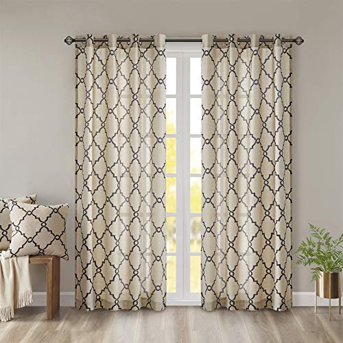 Madison Park Saratoga Laubsägedruck Ösenvorhang für Fenster Wohnzimmer Schlafzimmer Fensterplatte 50x84 Khaki von Madison Park