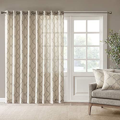 Madison Park Saratoga Einzel-Fenstervorhang, Lichtfilterung, Laubsäge, Druck, 1 Panel, Ösen, für Wohnzimmer, Schlafzimmer und Wohnheim, 100 x 213 cm, Beige von Madison Park