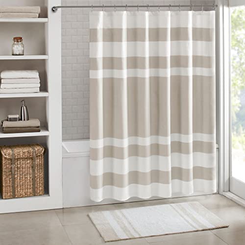 Madison Park Spa Waffel-Duschvorhang, Stoff mit 3M Scotchgard Feuchtigkeitsmanagement, Moderne Heimdekoration, Standard 182,9 x 182,9 cm, Taupe Madison Park Spa Waffel-Duschvorhang, Stoff mit 3M Scotchgard Feuchtigkeitsmanagement, Moderne Heimdekoration, Standard 182,9 x 182,9 cm, Taupe von Madison Park