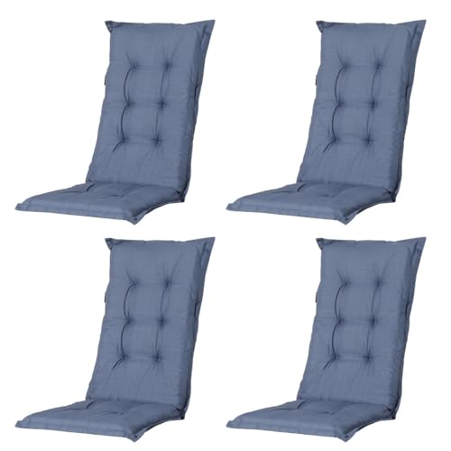 Madison 4er Set Hochlehner Auflagen, Bequeme und Stilvolle Gartenstuhlauflage für Holz-,Stahl-, Oder Kunststoffstühle, Sitzauflage - Indoor/Outdoor Stuhlpolster - Basic Kobalt von Madison