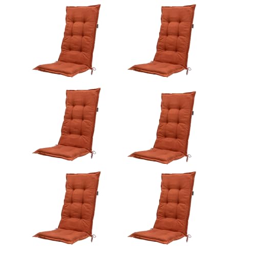 Madison 6er Set Hochlehner Auflagen, Bequeme und Stilvolle Gartenstuhlauflage für Holz-,Stahl-, Oder Kunststoffstühle, Sitzauflage - Indoor/Outdoor Stuhlpolster von Madison