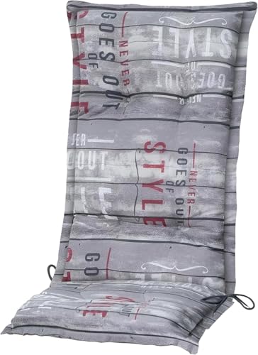 Madison 8 cm Luxus Hochlehner Auflage C 067", grau gestreift mit Schrift Madison 8 cm Luxus Hochlehner Auflage C 067", grau gestreift mit Schrift von Madison