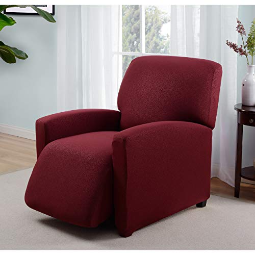 Madison JER-LGRECL-S-RU Stretch Scroll Jersey Slipcover Recliner, Ruby von Madison