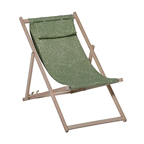 Madison Strandstuhl 'Outdoor Palm Green', grün, Buchenholz, 123 x 55 cm von Madison