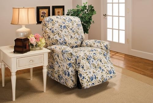 Madison Stretch Jersey Recliner Slipcover, Large, Floral, Blue von Madison