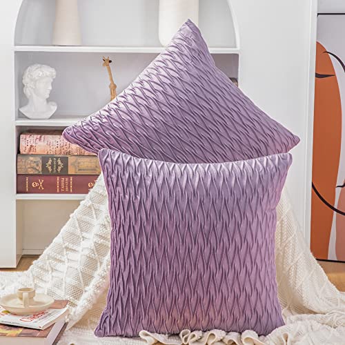 Madizz 2er Set Samt Dekorativ Zierkissenbezüge Luxus Stil Kissenbezug für Sofa für Schlafzimmer Violett 50x50 cm Quadrat von Madizz