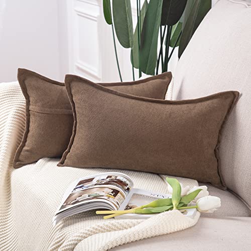 Madizz 2er Set kurzen Chenille Zierkissenbezüge weicher dekorativer Kissenbezug für Sofa, Schlafzimmer Kissenhülle Barun 30x50 cm Rechteckig von Madizz