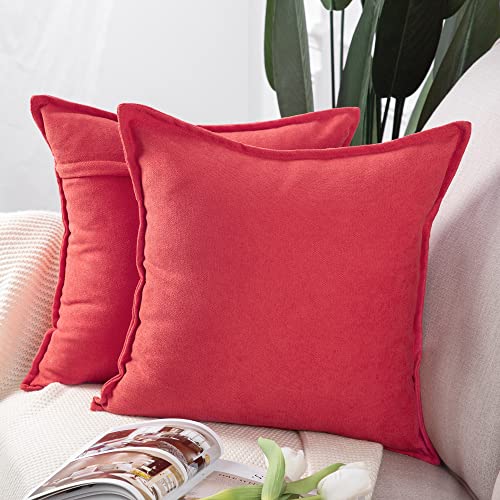 Madizz 2er Set kurzen Chenille Zierkissenbezüge weicher dekorativer Kissenbezug für Sofa, Schlafzimmer Kissenhülle Rot 45x45 cm Quadrat Madizz 2er Set kurzen Chenille Zierkissenbezüge weicher dekorativer Kissenbezug für Sofa, Schlafzimmer Kissenhülle Rot 45x45 cm Quadrat von Madizz