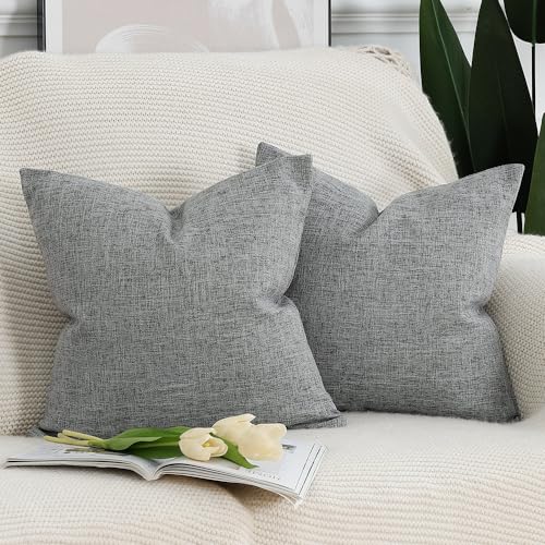 Madizz 2er Set Faux Leinen Kissenbezügen Weich Dekorative Kissenabdeckung für Sofa Schlafzimmer Kissenhülle Grau 60x60 cm Quadrat Madizz 2er Set Faux Leinen Kissenbezügen Weich Dekorative Kissenabdeckung für Sofa Schlafzimmer Kissenhülle Grau 60x60 cm Quadrat von Madizz