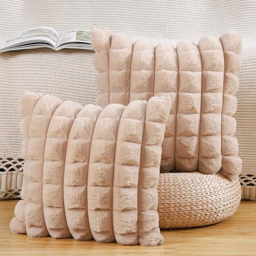 Madizz 2er Set Kunstpelz Plüsch Dekorative Kissenbezüge Gestreifte Weich Dekorative Kissenbezug für Sofa Schlafzimmer Kissen Shell Kamel 50 x 50 cm Madizz 2er Set Kunstpelz Plüsch Dekorative Kissenbezüge Gestreifte Weich Dekorative Kissenbezug für Sofa Schlafzimmer Kissen Shell Kamel 50 x 50 cm von Madizz