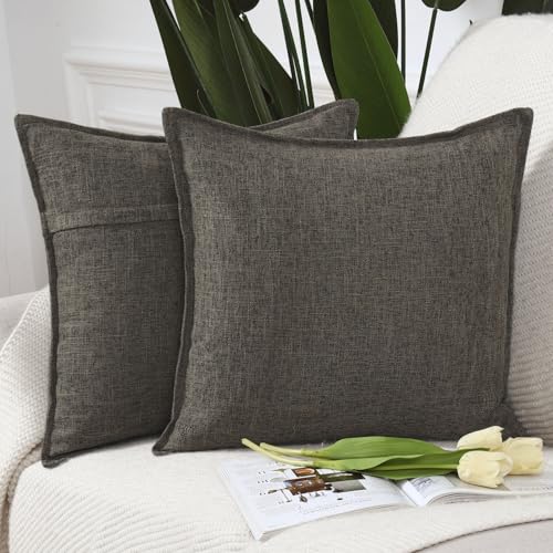 Madizz 2er Set Polyester- Leinen Kissenbezügen Weiche dekorative Kissenbezüge für Sofa Schlafzimmer Kissenhülle Dunkles Taupe 40x40 cm Quadrat Madizz 2er Set Polyester- Leinen Kissenbezügen Weiche dekorative Kissenbezüge für Sofa Schlafzimmer Kissenhülle Dunkles Taupe 40x40 cm Quadrat von Madizz
