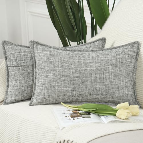 Madizz 2er Set Polyester- Leinen Kissenbezügen Weiche dekorative Kissenbezüge für Sofa Schlafzimmer Kissenhülle Gemischtes Grau 30x50 cm Rechteckig Madizz 2er Set Polyester- Leinen Kissenbezügen Weiche dekorative Kissenbezüge für Sofa Schlafzimmer Kissenhülle Gemischtes Grau 30x50 cm Rechteckig von Madizz