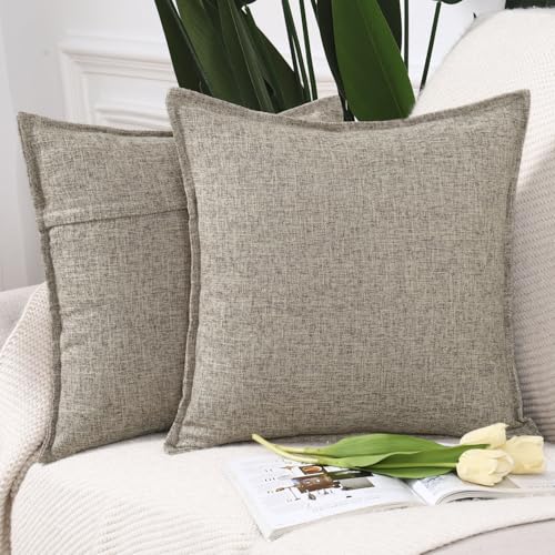 Madizz 2er Set Polyester- Leinen Kissenbezügen Weiche dekorative Kissenbezüge für Sofa Schlafzimmer Kissenhülle Gemischtes Taupe 60x60 cm Quadrat Madizz 2er Set Polyester- Leinen Kissenbezügen Weiche dekorative Kissenbezüge für Sofa Schlafzimmer Kissenhülle Gemischtes Taupe 60x60 cm Quadrat von Madizz