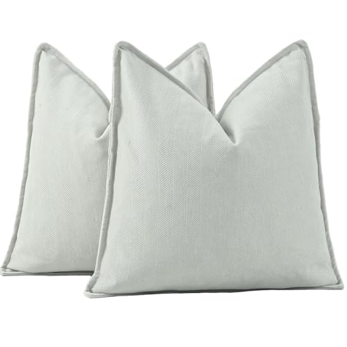 Madizz 2er Set Schlicht Chenille Kissenbezügen Weiche dekorative Kissenbezüge für Sofa Schlafzimmer Kissenhülle Creme 55x55 cm Quadrat von Madizz