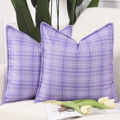 Madizz 2er Set im Freien Gewebtes Kissenbezügen mit Kante Weiche dekorative Kissenbezüge für Terrasse Sofa Schlafzimmer Kissenhülle Hellviolett 40x40 cm Quadrat Madizz 2er Set im Freien Gewebtes Kissenbezügen mit Kante Weiche dekorative Kissenbezüge für Terrasse Sofa Schlafzimmer Kissenhülle Hellviolett 40x40 cm Quadrat von Madizz
