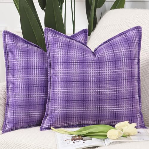 Madizz 2er Set im Freien Gewebtes Kissenbezügen mit Kante Weiche dekorative Kissenbezüge für Terrasse Sofa Schlafzimmer Kissenhülle Violett 40x40 cm Quadrat Madizz 2er Set im Freien Gewebtes Kissenbezügen mit Kante Weiche dekorative Kissenbezüge für Terrasse Sofa Schlafzimmer Kissenhülle Violett 40x40 cm Quadrat von Madizz